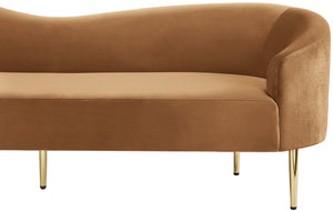 Ritz Velvet / Engineered Wood / Metal / Foam Contemporary Saddle Velvet Sofa - 85.5" W x 31.75" D x 30.5" H