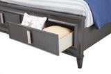 Alpine Furniture Lorraine Standard King Storage Footboard Platform Bed, Dark Grey 8171-07EK Dark Grey Pine Solids & Mindy Veneer 81 x 82 x 67