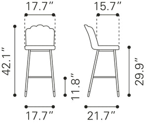 Zuo Modern Zinclair 100% Polyester, Plywood, Steel Modern Commercial Grade Barstool Yellow, Black, Gold 100% Polyester, Plywood, Steel