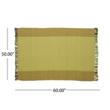 Berwick Handcrafted Cotton Throw Blanket, Olive Green Noble House
