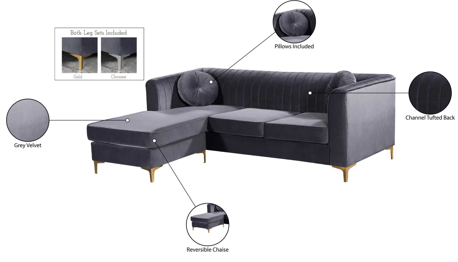 Meridian Furniture Eliana Sectional - Thumbnail 2
