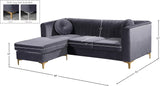 Eliana Velvet / Engineered Wood / Metal / Foam Contemporary Grey Velvet 2pc. Reversible Sectional - 88" W x 65" D x 31.5" H