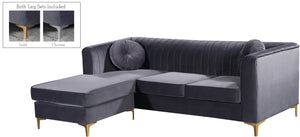 Eliana Velvet / Engineered Wood / Metal / Foam Contemporary Grey Velvet 2pc. Reversible Sectional - 88" W x 65" D x 31.5" H