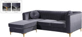 Eliana Velvet Contemporary 2pc. Reversible Sectional