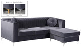 Eliana Velvet / Engineered Wood / Metal / Foam Contemporary Grey Velvet 2pc. Reversible Sectional - 88" W x 65" D x 31.5" H