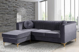 Eliana Velvet / Engineered Wood / Metal / Foam Contemporary Grey Velvet 2pc. Reversible Sectional - 88" W x 65" D x 31.5" H