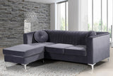 Eliana Velvet / Engineered Wood / Metal / Foam Contemporary Grey Velvet 2pc. Reversible Sectional - 88" W x 65" D x 31.5" H