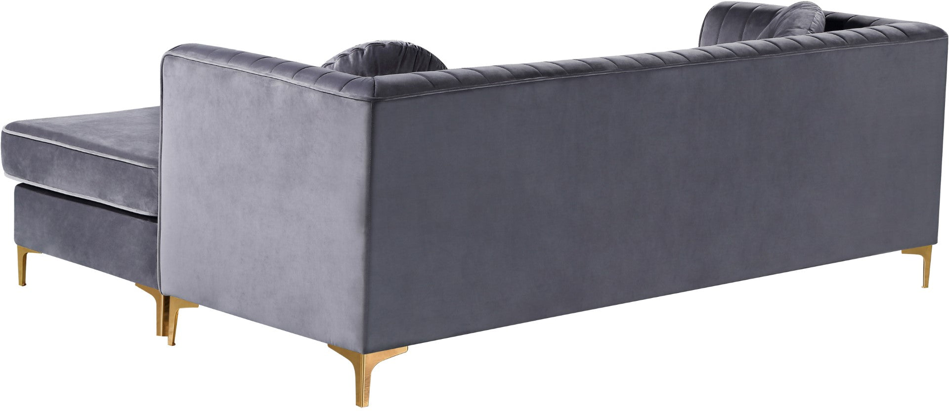Eliana Grey Velvet Reversible Sectional Sofa - Thumbnail 5