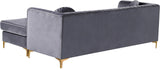 Eliana Velvet / Engineered Wood / Metal / Foam Contemporary Grey Velvet 2pc. Reversible Sectional - 88" W x 65" D x 31.5" H