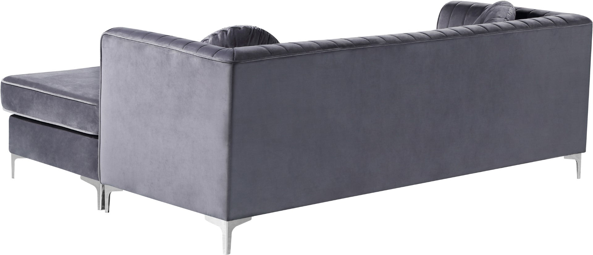 Eliana Grey Velvet Reversible Sectional Sofa - Thumbnail 4