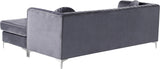 Eliana Velvet / Engineered Wood / Metal / Foam Contemporary Grey Velvet 2pc. Reversible Sectional - 88" W x 65" D x 31.5" H