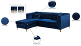 Eliana Velvet / Engineered Wood / Metal / Foam Contemporary Navy Velvet 2pc. Reversible Sectional - 88" W x 65" D x 31.5" H