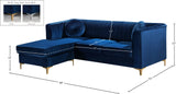 Eliana Velvet / Engineered Wood / Metal / Foam Contemporary Navy Velvet 2pc. Reversible Sectional - 88" W x 65" D x 31.5" H