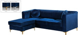 Eliana Velvet / Engineered Wood / Metal / Foam Contemporary Navy Velvet 2pc. Reversible Sectional - 88" W x 65" D x 31.5" H