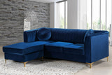 Eliana Velvet / Engineered Wood / Metal / Foam Contemporary Navy Velvet 2pc. Reversible Sectional - 88" W x 65" D x 31.5" H