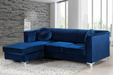 Eliana Velvet / Engineered Wood / Metal / Foam Contemporary Navy Velvet 2pc. Reversible Sectional - 88" W x 65" D x 31.5" H