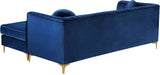 Eliana Velvet / Engineered Wood / Metal / Foam Contemporary Navy Velvet 2pc. Reversible Sectional - 88" W x 65" D x 31.5" H