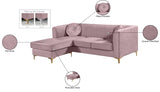 Eliana Velvet / Engineered Wood / Metal / Foam Contemporary Pink Velvet 2pc. Reversible Sectional - 88" W x 65" D x 31.5" H