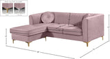 Eliana Velvet / Engineered Wood / Metal / Foam Contemporary Pink Velvet 2pc. Reversible Sectional - 88" W x 65" D x 31.5" H