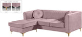 Eliana Velvet / Engineered Wood / Metal / Foam Contemporary Pink Velvet 2pc. Reversible Sectional - 88" W x 65" D x 31.5" H