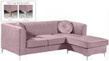 Eliana Velvet / Engineered Wood / Metal / Foam Contemporary Pink Velvet 2pc. Reversible Sectional - 88" W x 65" D x 31.5" H