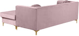 Eliana Velvet / Engineered Wood / Metal / Foam Contemporary Pink Velvet 2pc. Reversible Sectional - 88" W x 65" D x 31.5" H