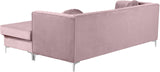 Eliana Velvet / Engineered Wood / Metal / Foam Contemporary Pink Velvet 2pc. Reversible Sectional - 88" W x 65" D x 31.5" H