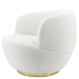 Sagebrook Home Contemporary Velveteen Swivel Chair With Gold Base, White 16494-02 White Stainless Steel