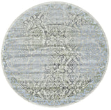 Katari Damask Print Rug, Turquoise Blue/Mint, 8ft x 8ft Round