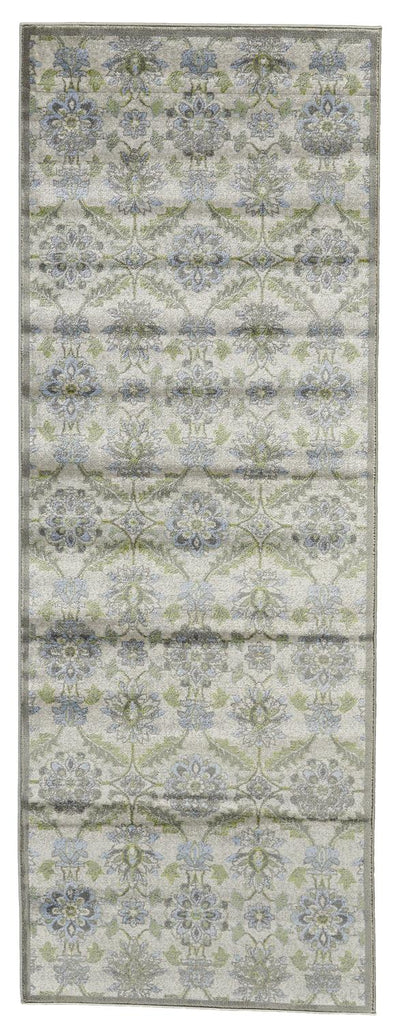 Katari Ornamental Floral, Turquoise Blue/Mint, 2ft-10in x 7ft-10in, Runner