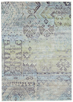 Katari Tribal Print Rug, Turquoise Blue/Mint, 8ft x 11ft Area Rug