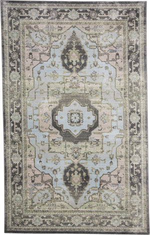 Katari Distressed Medallion Rug, Ice Blue/Mint/Gray, 8ft x 11ft Area Rug