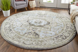 Katari Distressed Medallion Rug, Ice Blue/Mint/Gray, 8ft x 8ft Round