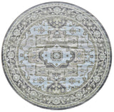 Katari Distressed Medallion Rug, Ice Blue/Mint/Gray, 8ft x 8ft Round