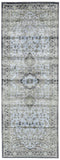 Katari Distressed Medallion, Blue/Mint/Gray, 2ft-10in x 7ft-10in, Runner