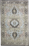 Katari Distressed Medallion Rug, Ice Blue/Mint/Gray, 8ft x 11ft Area Rug