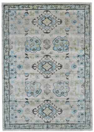 Katari Tribal Medallion Rug, Turquoise Blue/Mint, 8ft x 11ft Area Rug