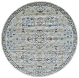 Katari Tribal Medallion Rug, Turquoise Blue/Mint, 8ft x 8ft Round