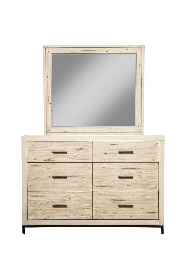 Malibu Mirror – Elegant Off-White Design with Mahogany & Pine Wood, Perfect for Your Bedroom Decor