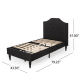 Elinor Contemporary Upholstered Twin Bed Platform, Black Noble House