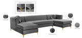 Graham Velvet / Engineered Wood / Metal / Foam Contemporary Grey Velvet 3pc. Sectional - 132" W x 65" D x 31.5" H