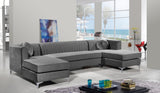 Graham Velvet / Engineered Wood / Metal / Foam Contemporary Grey Velvet 3pc. Sectional - 132" W x 65" D x 31.5" H