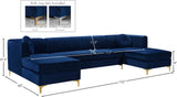 Graham Velvet / Engineered Wood / Metal / Foam Contemporary Navy Velvet 3pc. Sectional - 132" W x 65" D x 31.5" H