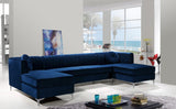 Graham Velvet / Engineered Wood / Metal / Foam Contemporary Navy Velvet 3pc. Sectional - 132" W x 65" D x 31.5" H