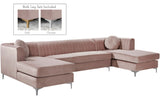 Graham Velvet / Engineered Wood / Metal / Foam Contemporary Pink Velvet 3pc. Sectional - 132" W x 65" D x 31.5" H