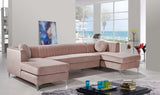 Graham Velvet / Engineered Wood / Metal / Foam Contemporary Pink Velvet 3pc. Sectional - 132" W x 65" D x 31.5" H