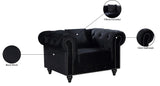 Chesterfield Velvet / Engineered Wood / Metal / Foam Contemporary Black Velvet Chair - 48" W x 33" D x 30.5" H
