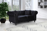 Chesterfield Velvet / Engineered Wood / Metal / Foam Contemporary Black Velvet Loveseat - 71" W x 33" D x 30.5" H