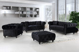 Chesterfield Velvet / Engineered Wood / Metal / Foam Contemporary Black Velvet Loveseat - 71" W x 33" D x 30.5" H