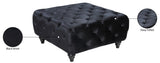 Chesterfield Velvet / Engineered Wood / Metal / Foam Contemporary Black Velvet Ottoman - 36" W x 36" D x 19" H